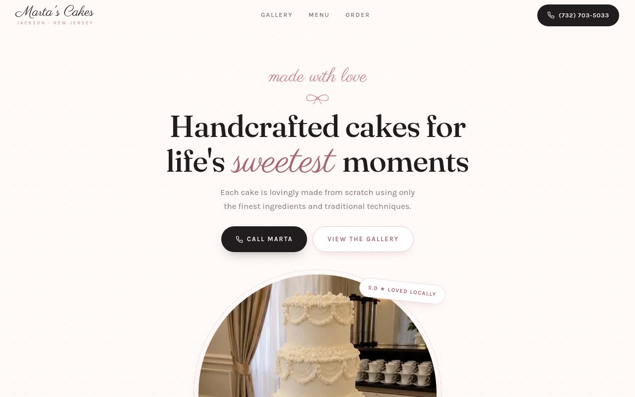 Screenshot of martascake.com