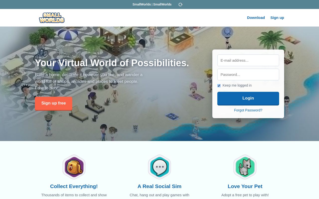 Screenshot of playsmallworlds.com